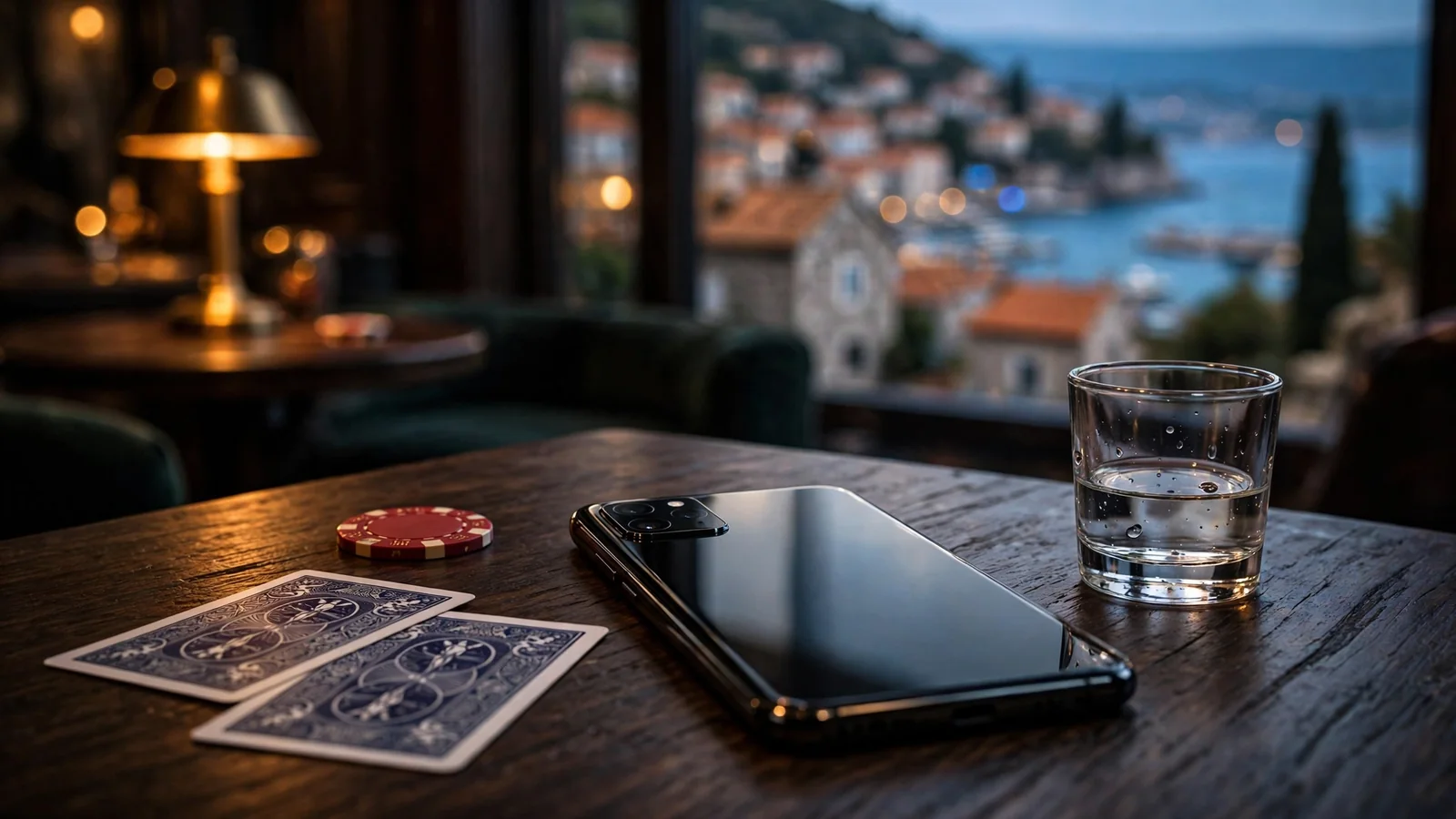 Moderni smartphone na stolu s casino igrama i hrvatskim ugođajem